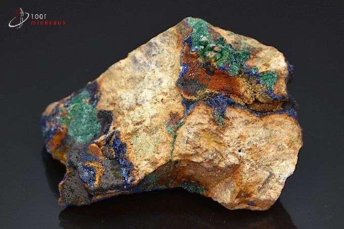 azurite et malachite cristallisée sur roche