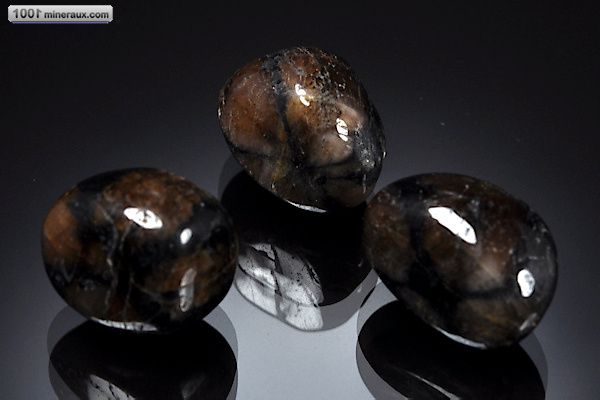 lot de 3 Chiastolites - Brésil - pierre polie 2,3 cm / 29g / AP483