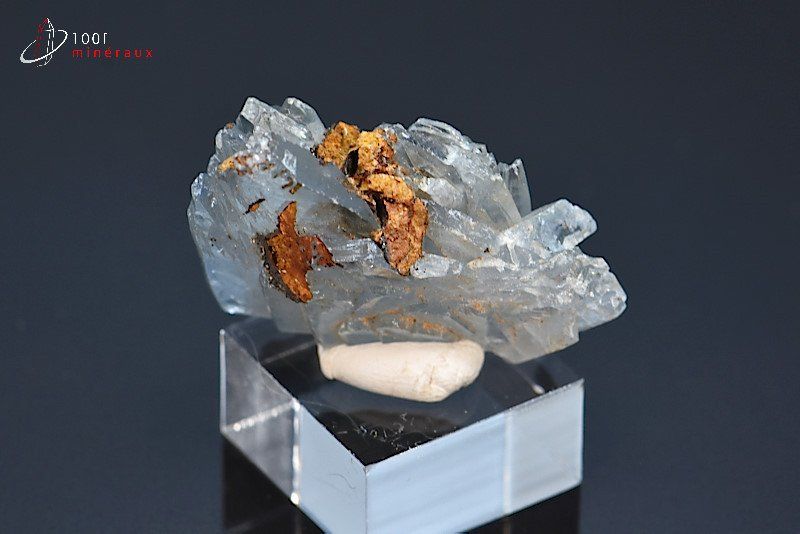 Baryte bleue et Limonite - Maroc - minéraux à cristaux 3.1 cm / 14g / AR742