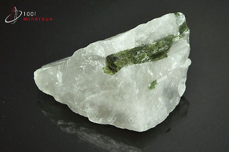 Toumaline verte et Quartz - Brésil - minéraux à cristaux 4,9cm / 62g / AR94