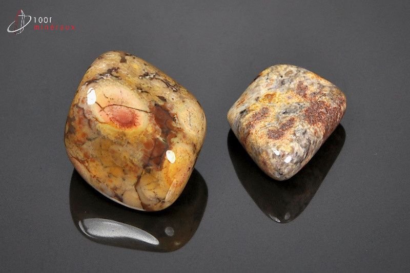 Lot de 2 Jaspes Bird Eyes polis - Brésil - minéraux polis 2.4 - 2.6 cm / 19g / AT119