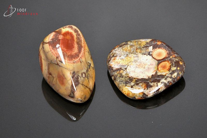 Lot de 2 Jaspes Bird Eyes polis - Brésil - minéraux polis 2.7 - 2.8 cm / 16g / AT128