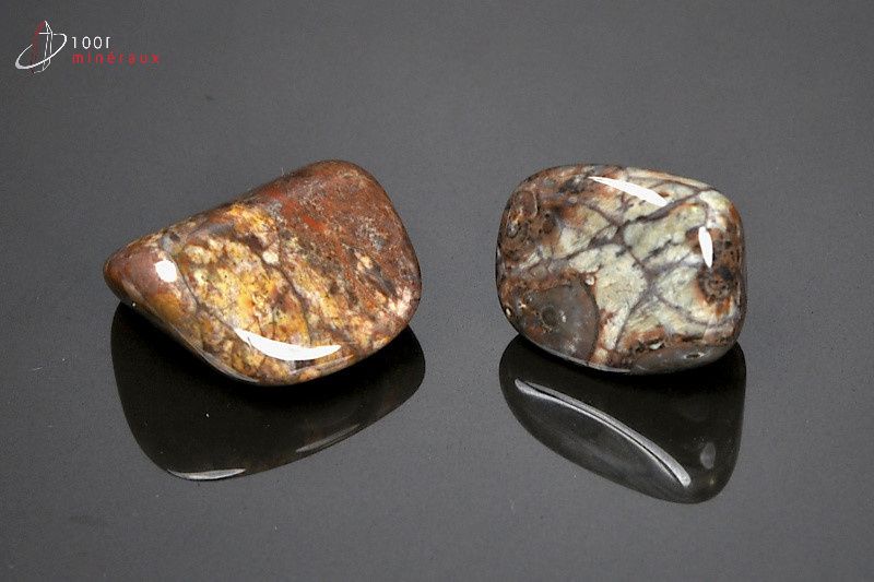 Lot de 2 Jaspes Bird Eyes polis - Brésil - minéraux polis 2.2 - 2.6 cm / 15g / AT129