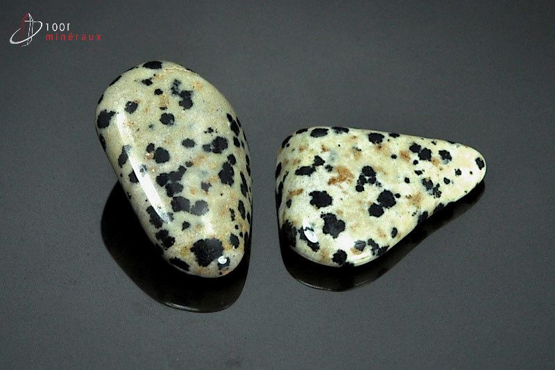 Lot de 2 Jaspes dalmatiens polis - Mexique - pierres roulées 2.7 - 2.8 cm / 12g / AW727