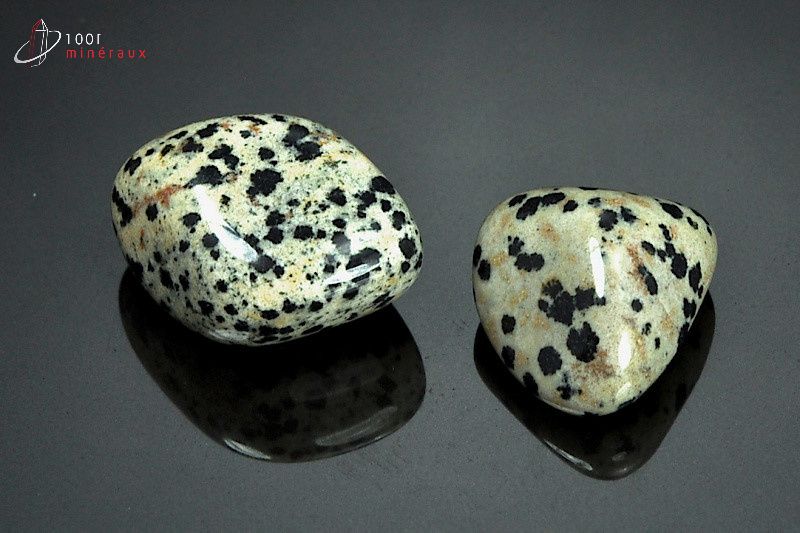 Lot de 2 Jaspes dalmatiens polis - Mexique - pierres roulées 2.3 - 2.7 cm / 18g / AW732