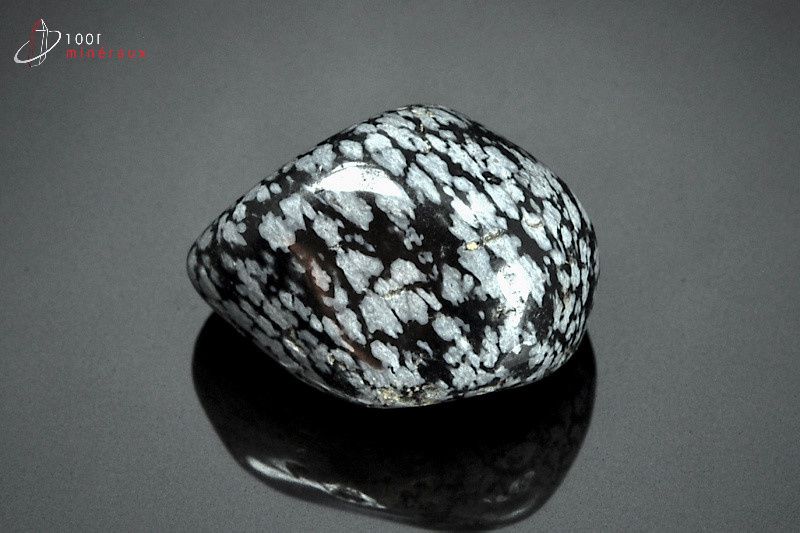 Obsidienne flocons de neige polie - Mexique - pierres roulées 3.4 cm / 23g / AW757