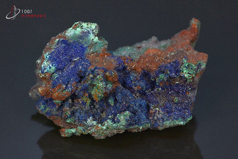 Azurite cristallisée et Malachite sur roche - Maroc - minéraux à cristaux 6,2 cm / 59g / AW839