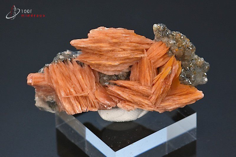 Baryte rose, Cérusite et Galène - Maroc - minéraux à cristaux 5 cm / 52g / AW841