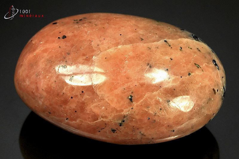 Calcite orange polie galet - Madagascar - pierres polies 8 cm / 250g / AX324