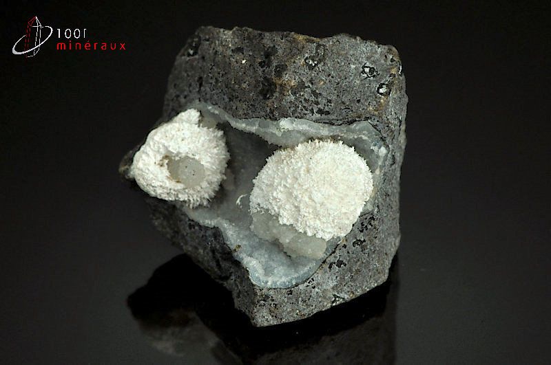 Mordenite sur Prehnite - Inde - Minéraux à cristaux 5,4 cm / 107g / AX778