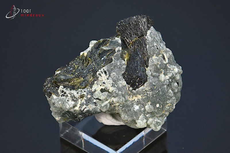 Epidote sur Prehnite - Mali - minéraux à cristaux 5,1 cm / 71g / AX864