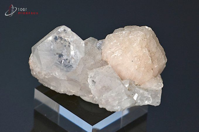 Apophyllite et Stilbite - Inde - minéraux à cristaux 4,9 cm / 36 g / AX881