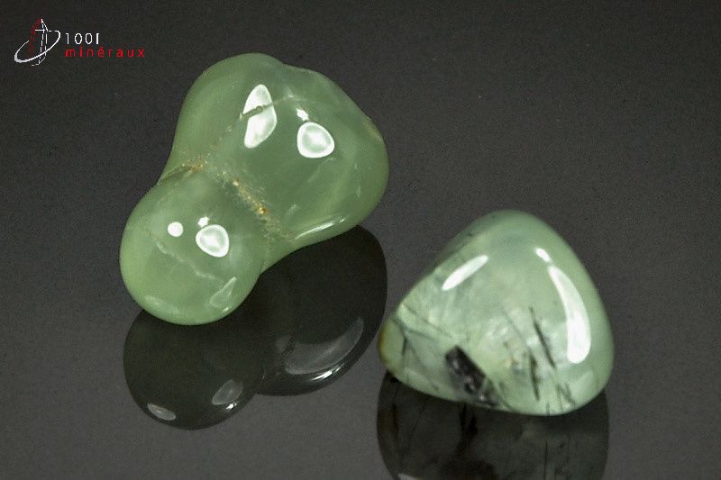 Prehnite polie, lot de 2 - Mali - pierres roulées 2,6 cm / 18g / AY519