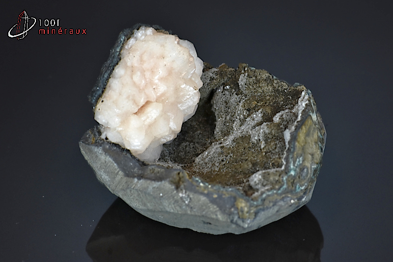 Stilbite sur Calcédoine - Inde - minéraux à cristaux 7,2 cm / 180g / AY595