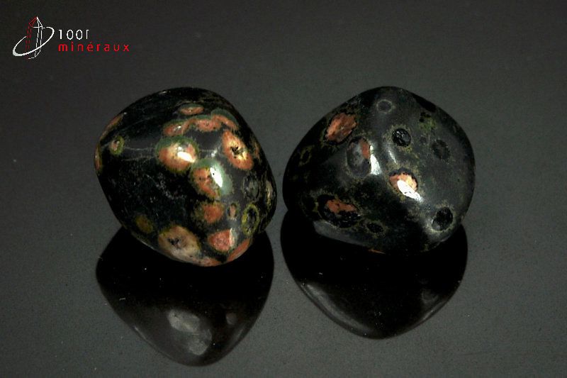 Lot de 2 Jaspes orbiculaires polis - Brésil - minéraux polis 2,2cm / 33g / AY825