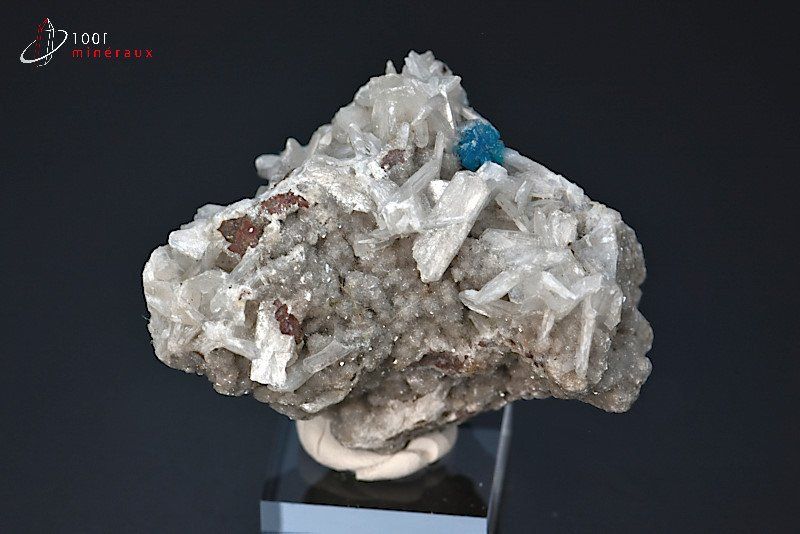 Cavansite et Stilbite - Inde - minéraux à cristaux 6,1 cm / 88g / AZ987