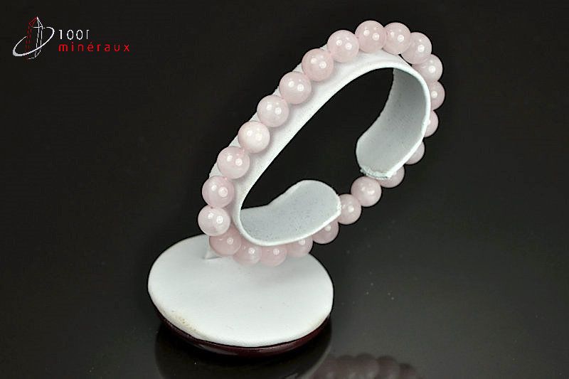 Bracelet minéraux Quartz rose 19,5cm / Perles 8mm / 16g / BA327
