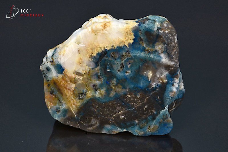 Linarite sur Quartz en plaque polie - Espagne - minéraux polis  5,6 cm / 73g / BB712