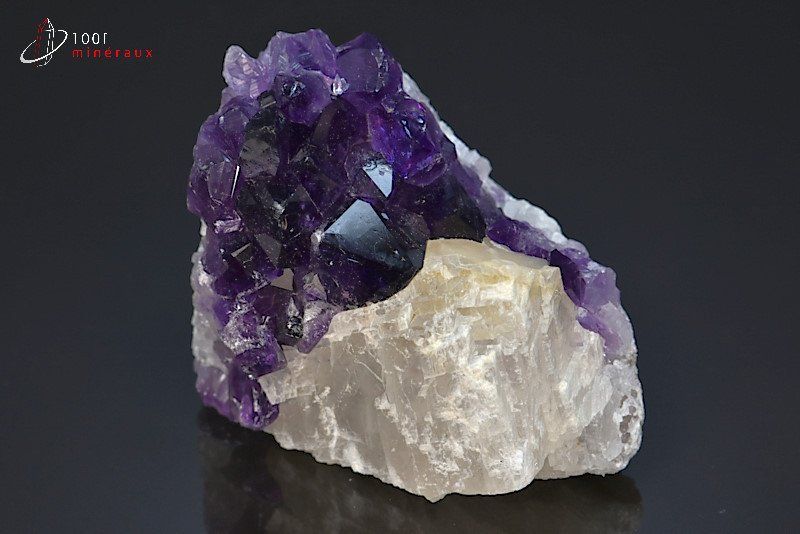 Druse d'Améthyste sur Calcite - Uruguay - minéraux à cristaux  7,5 cm / 306g / BC800