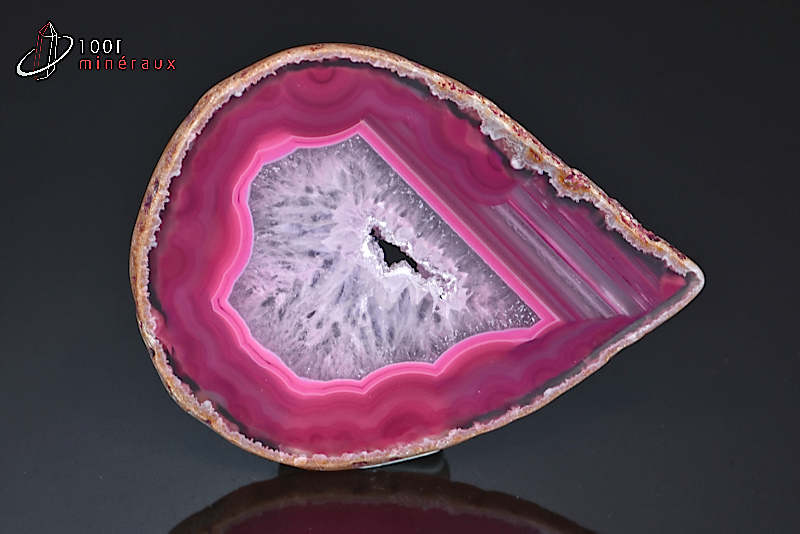 Agate en tranche teintée rose - Brésil - minéraux bruts 7,6 cm / 33 g / BD387