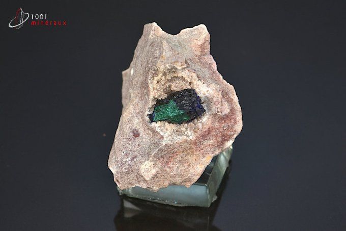 cristal de Malachite sur Azurite