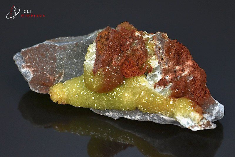Adamite et limonite - Mexique - minéraux à cristaux 8,4 cm / 102g / BE628