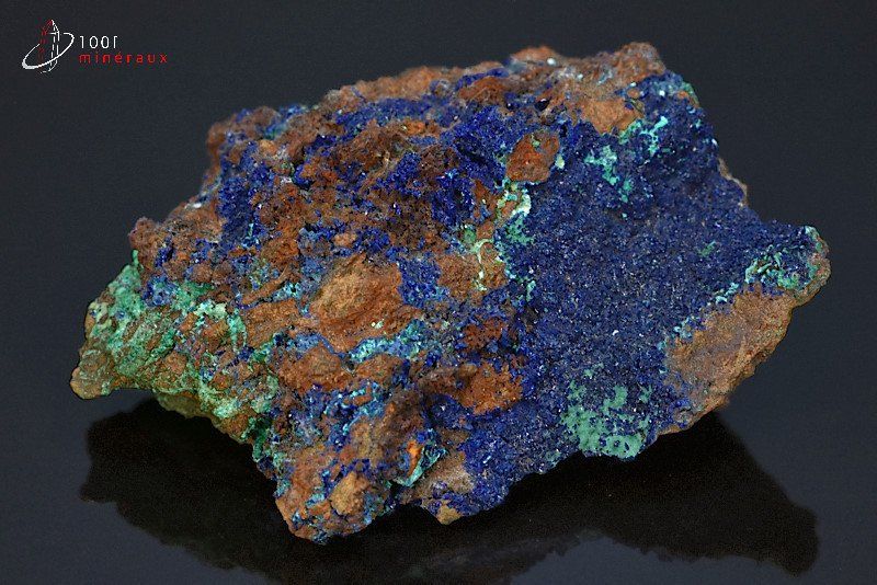 Azurite cristallisée et Malachite - Maroc - minéraux à cristaux 7,6 cm / 120g / BE669
