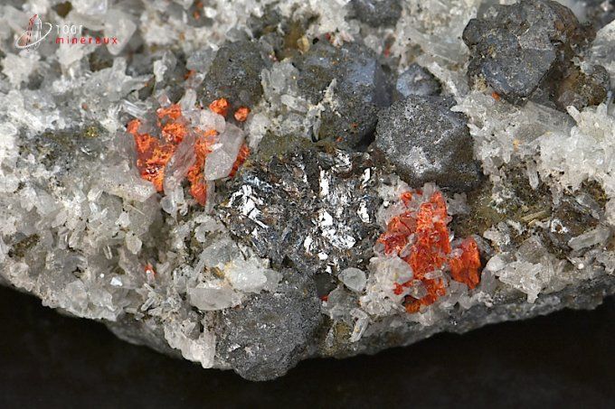 realgar et galene sur quartz