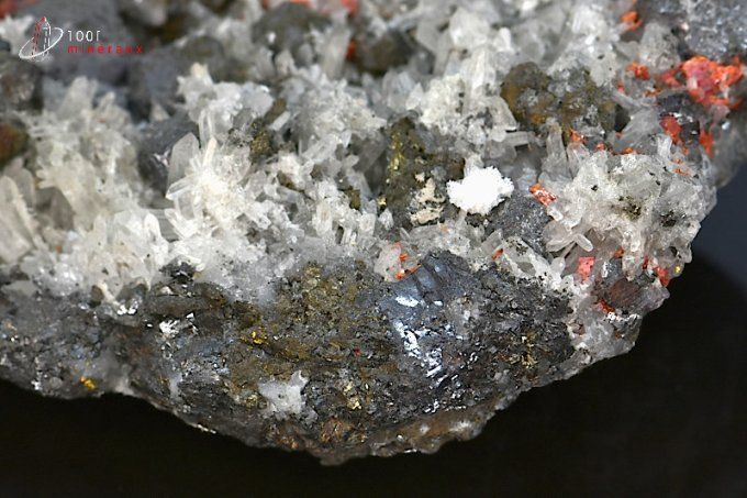 realgar et galene sur quartz