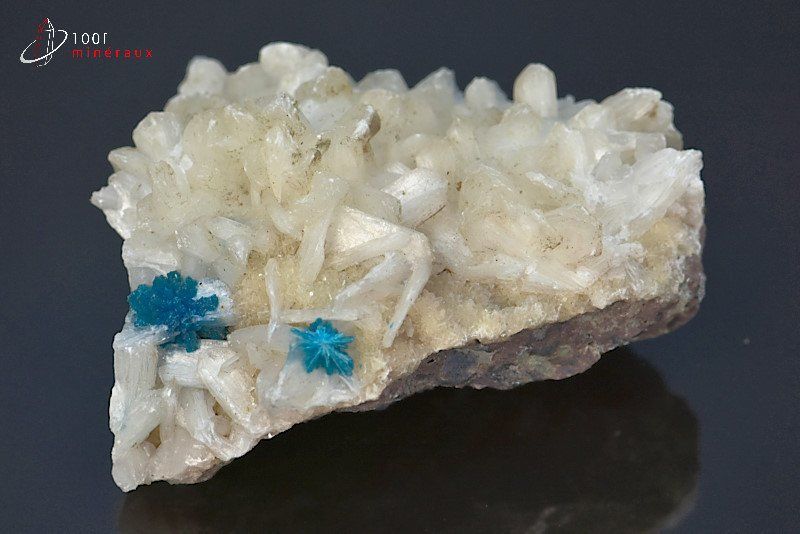 Cavansite sur Stilbite - Inde - minéraux à cristaux 6,2 cm / 115g / BE750