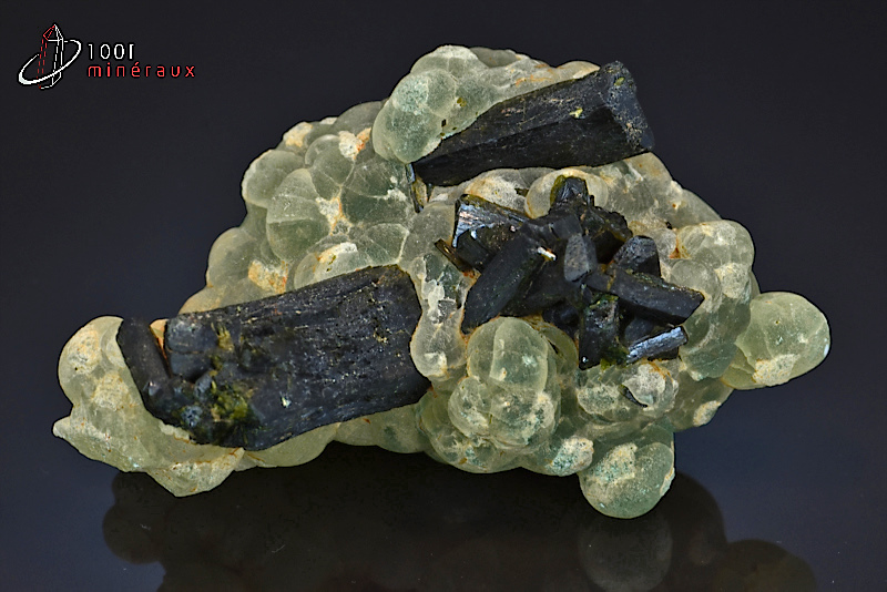 Epidote sur Prehnite - Mali - minéraux à cristaux 8,8 cm / 388 g / BE754