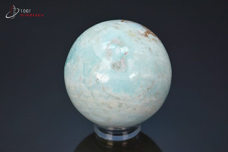 Sphère polie de Calcite Caraïbe ou Aragonite bleue - Pakistan - sphères polies 7 cm / 505g / BG219