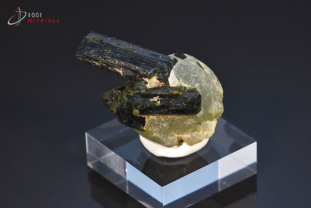 Epidote sur Prehnite - Mali - minéraux à cristaux 3,6 cm / 18g / BH481