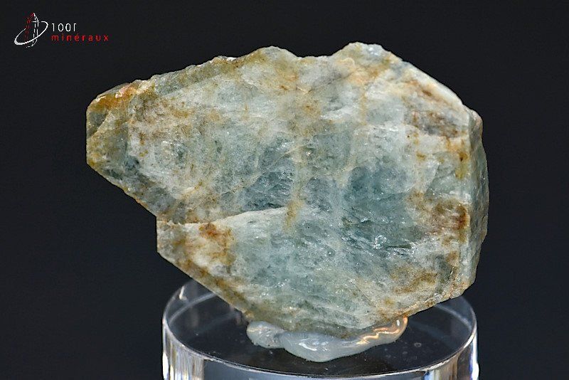 Tranche d'Aigue-marine 1 face polie - Brésil - minéraux polis 5,7 cm / 45g / BH678