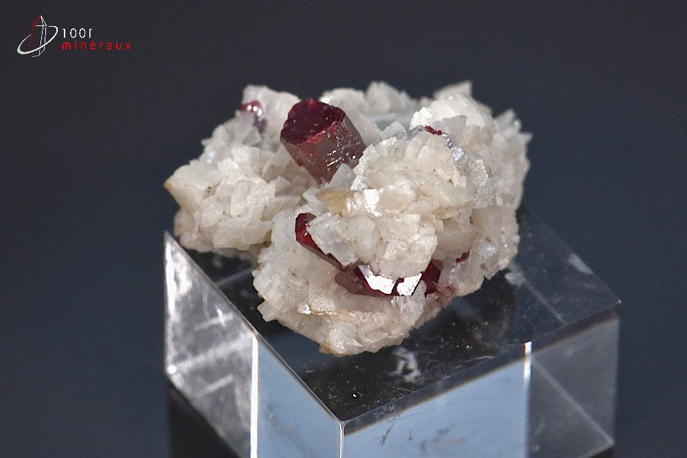 Cinabre cristallisé translucide sur Dolomite - Chine - minéraux à cristaux 3,4 cm / 16g / BH694