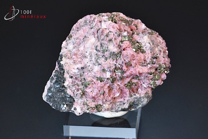 Rhodonite et Pyrite - Pérou - minéraux à cristaux 5,4 cm / 63g / BJ458