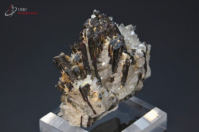 cristaux d'hubnerite sur quartz