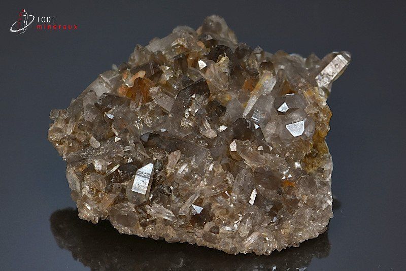 Quartz fumé et Cristal de roche - France - minéraux à cristaux 9,1 cm /  229g / BL16