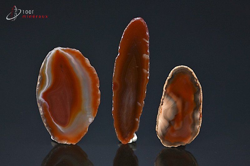Lot de 3 tranches d'Agate naturelle - Brésil - minéraux bruts 7,8 à 5,2 cm / 43g / Lot3AZ32