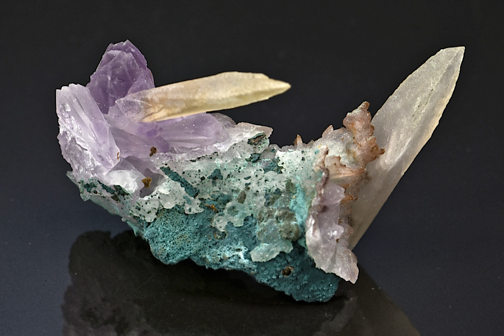 Calcite cristallisée sur Améthyste